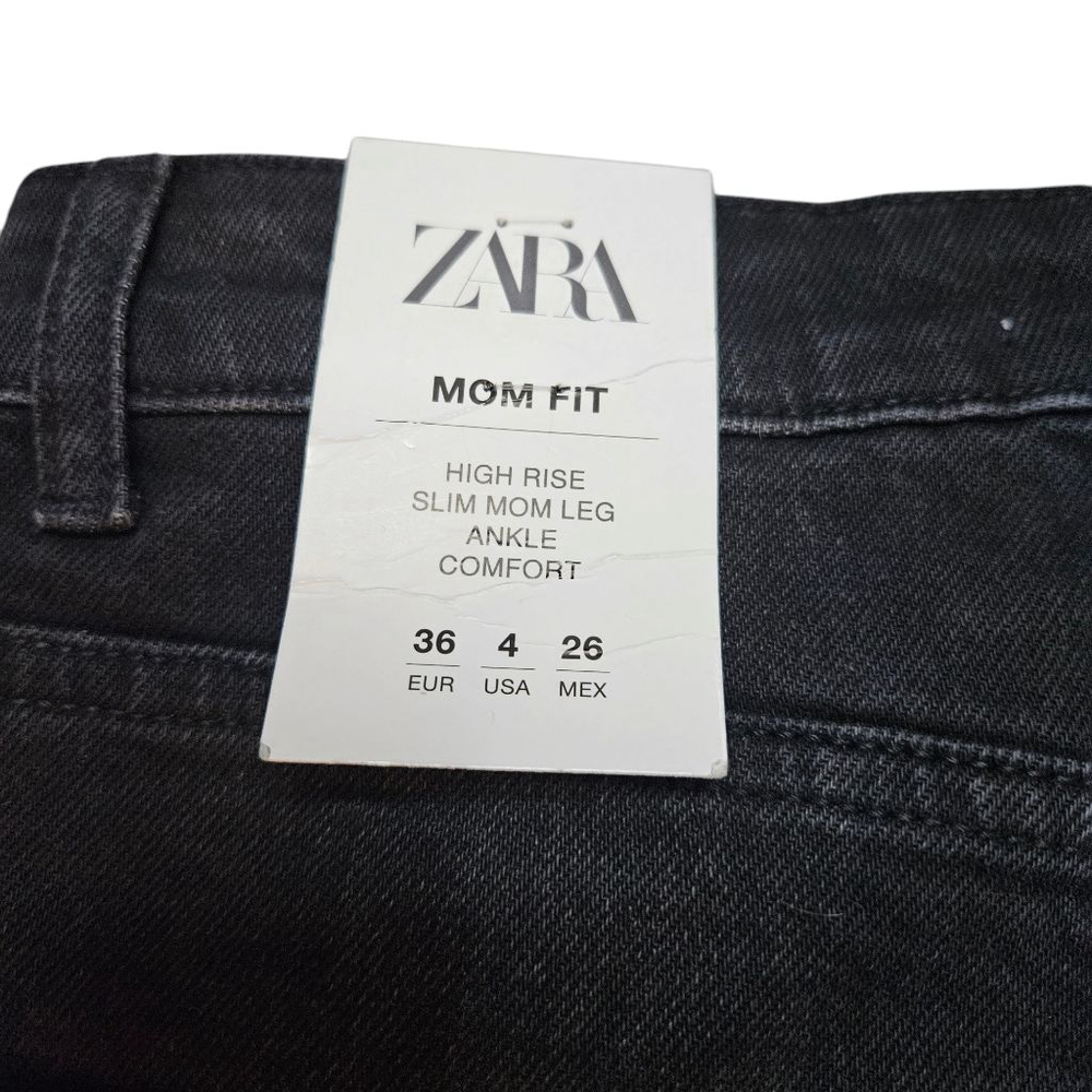 Women's Zara 4 Black Mom Fit Straight Leg Ankle-grazer Jeans - Picture 8 of 8